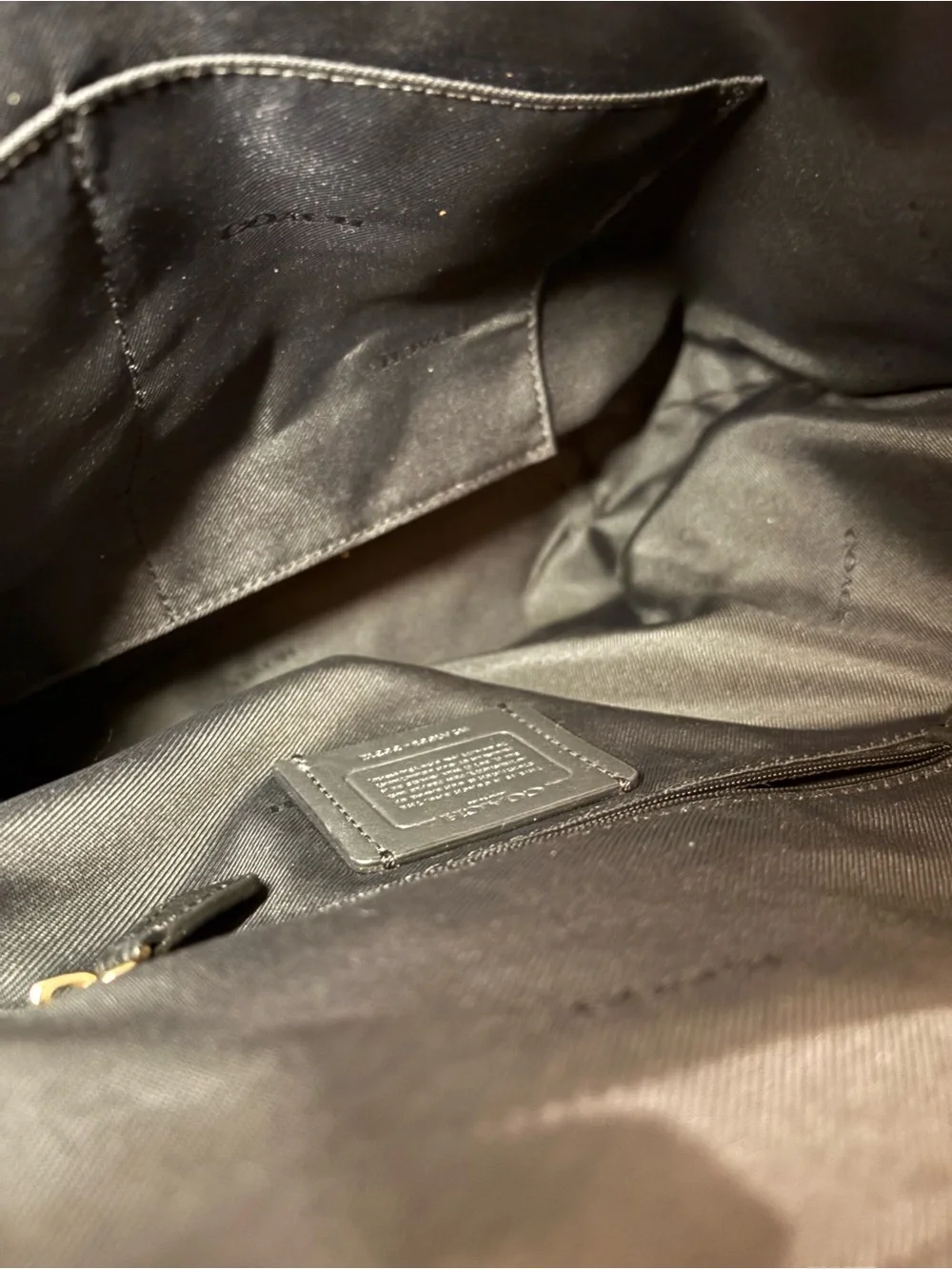 Coach Black Pebbled Leather Shoulder Tote with Gold Accents